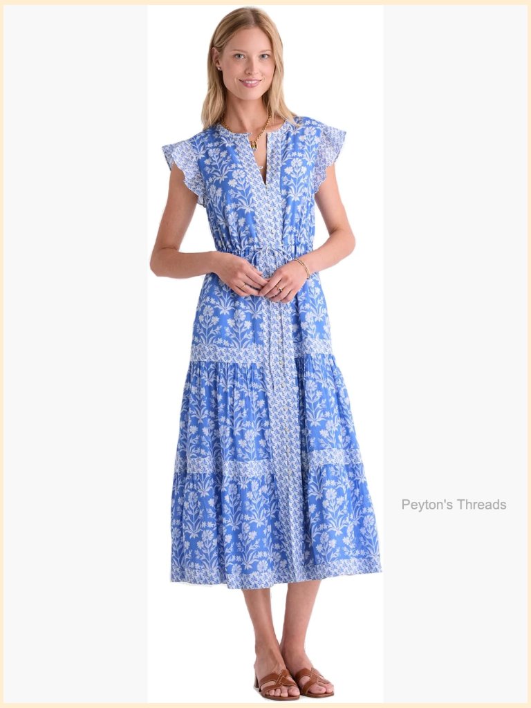 Cotton Modal Maxi Dress With Cutaway Neckline And Tiered Skirt